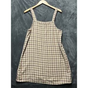 American Eagle Plaid Jumper Mini Dress Sz M Dark Academia Grunge Modest Earthy